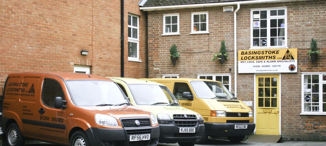our vans outside our shop